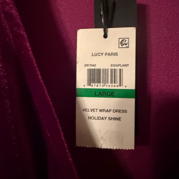 NWT‼️Lucy Paris
Velvet Faux-Wrap Dress (eggplant) - Picture 2 of 3